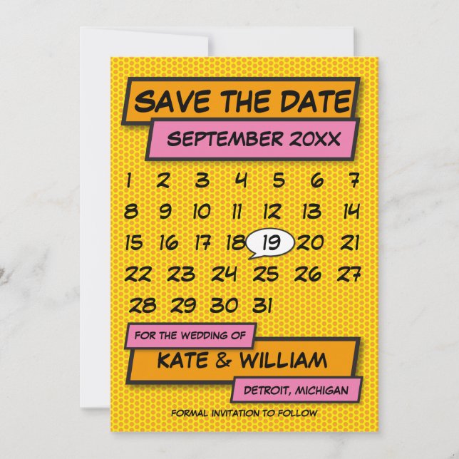 Save The Date Calendrier Enregistrer la date amusant rétro bande (Devant)