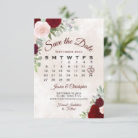 Calendrier Mariage Boho Elegant Rose & Red Roses