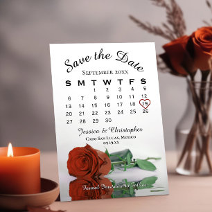 Save The Date Calendrier Mariage Rose orange rouille élégant