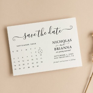 Save The Date Calendrier minimaliste moderne Budget blanc simple