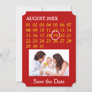 Save The Date Calendrier personnalisé simple + votre photo, back