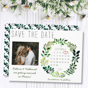 Save The Date Calendrier photo Mariage simple Watercolor