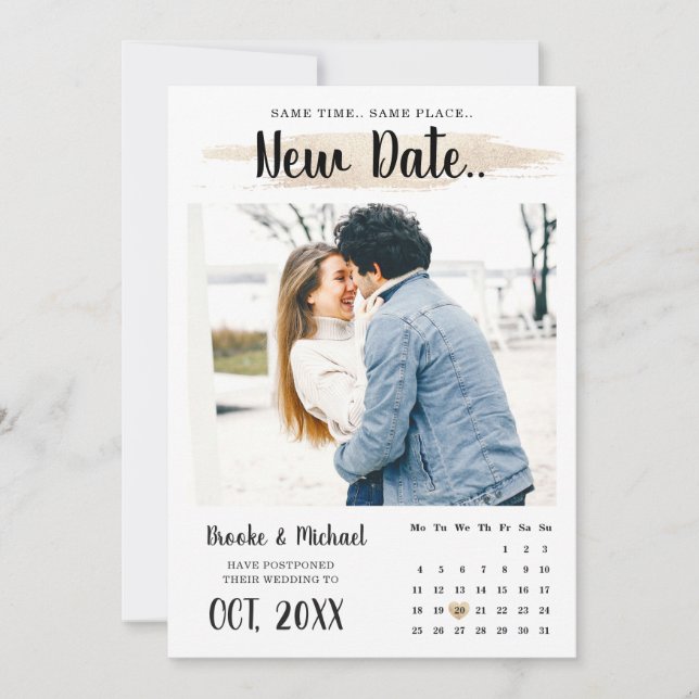 Save The Date Calendrier simple et élégant Modifier la date (Devant)