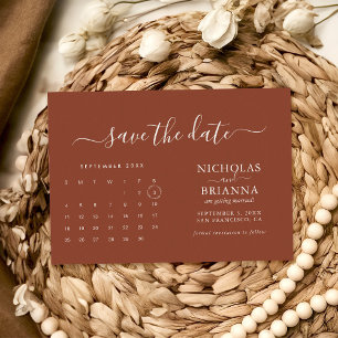 Save The Date Calendrier Terracotta Minimaliste Moderne Budget