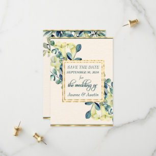 Save The Date Calla Lily et Eucalyptus blancs
