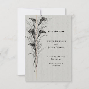 Save The Date Calla Lily Moderne Audacieuse de Minuit