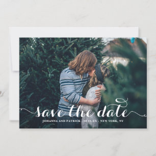 Save The Date Calligraphie blanche Script photo Enregistrer la c
