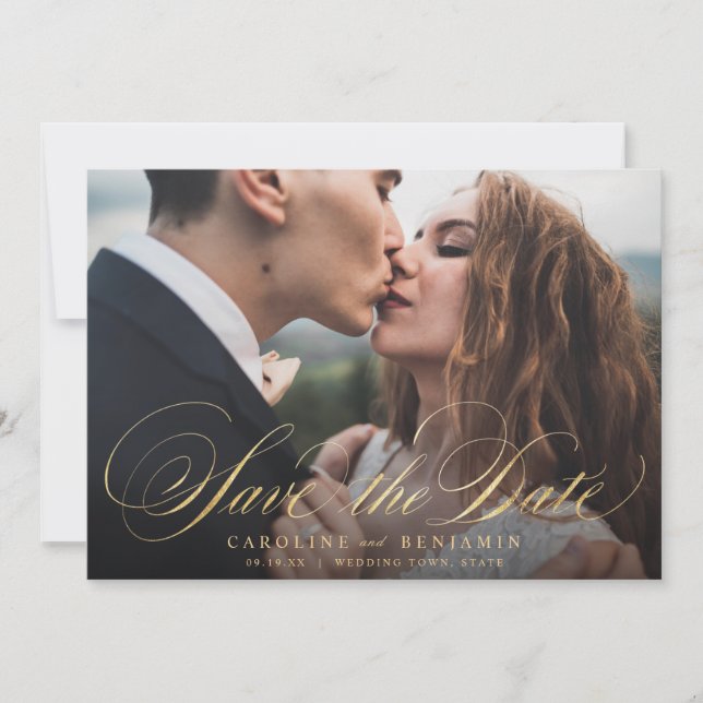 Save The Date Calligraphie classique mariage photo enregistrer l (Devant)