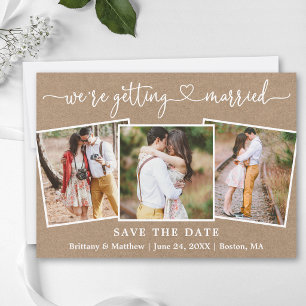 Save The Date Calligraphie Cœur Mariage 3 Photo Kraft