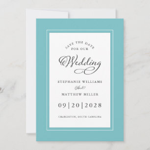 Save The Date Calligraphie de mariage élégante fiançailles blanc