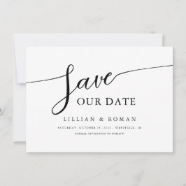 Save The Date Calligraphie de script romantique Mariage noir et 