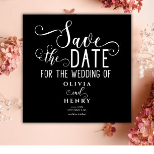 Save The Date Calligraphie gothique noire chic romantique