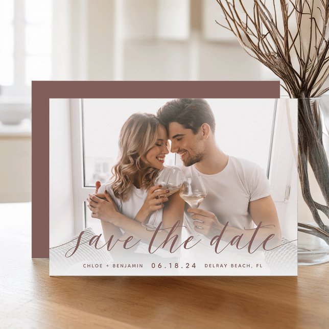 Save The Date Calligraphie intemporelle | Photo horizontale (Créateur téléchargé)