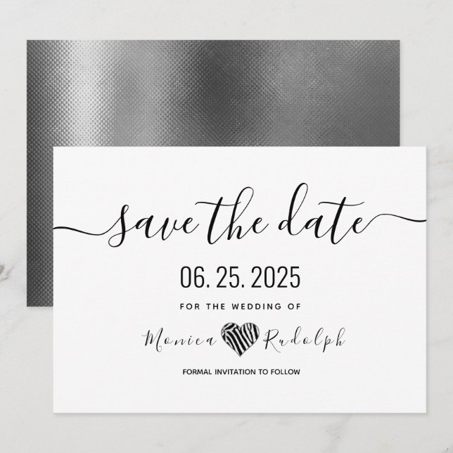 Save The Date Calligraphie Minimale Moderne Mariage Enregistrer  (Devant / Derrière)