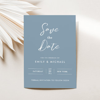 Save The Date Calligraphie minimaliste Dusty Blue
