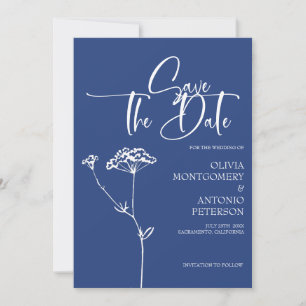 Save The Date Calligraphie minimaliste moderne Mariage de Cobalt
