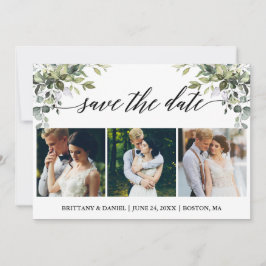 Save The Date Calligraphie moderne 3 Photo Aquarelle Verdure