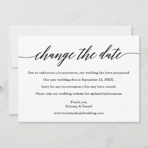 Save The Date Calligraphie Moderne Changer La Date Nouvelle Cart
