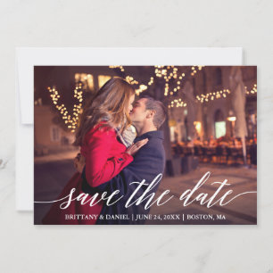Save The Date Calligraphie moderne élégante Couple Photo