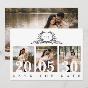 Save The Date Calligraphie moderne minimaliste Crête monogramme