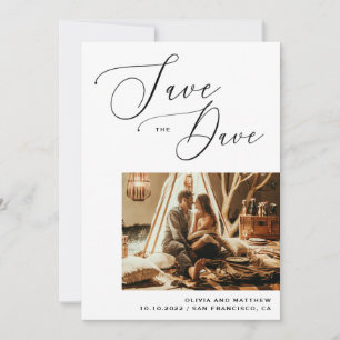 Save The Date Calligraphie Moderne Photo de mariage minimalist
