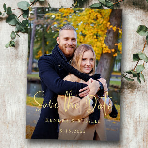 Save The Date Calligraphie moderne Photo Enregistrer la date