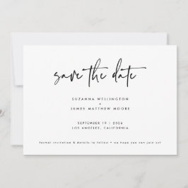 Save The Date Calligraphie noir blanc minimaliste Mariage une ph