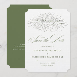 Save The Date Calligraphie Oiseau Vert Vintage Mariage Enregistr