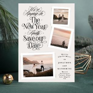 Save The Date calligraphie photo collage nouvelle année joyeux n