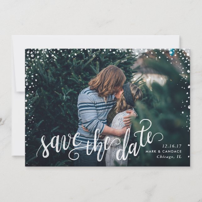 Save The Date Calligraphie Photo Enregistrer la date (Devant)