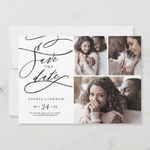 Save The Date Calligraphie romantique   Flourish 3 Photo Collage