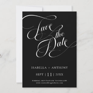 Save The Date Calligraphie romantique Noir