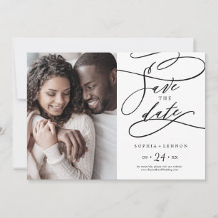 Save The Date Calligraphie romantique   Photo florissante