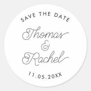 Save the Date Calligraphy Script Umschlag Aufklebe Runder Aufkleber