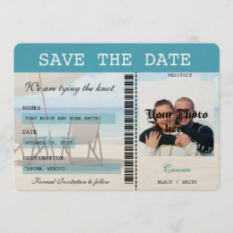 Save The Date Cancun Mariage Boarding Pass Enregistrer la date
