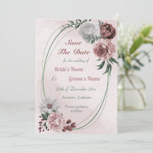Save The Date cannelle rose blanc floral géométrique