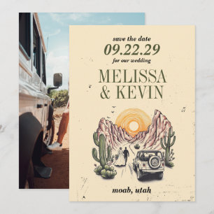 Save The Date Canyon Couple hors route