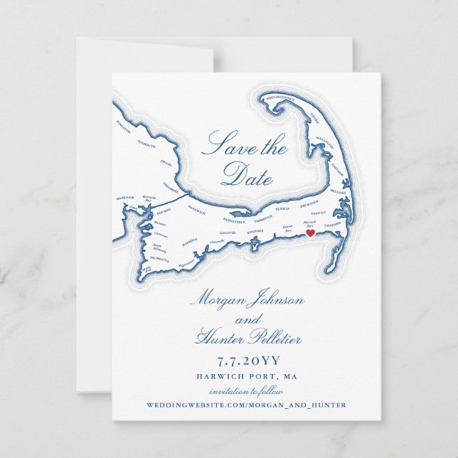 Save The Date Cape Cod Wychmere Beach Club Mariage (Devant)