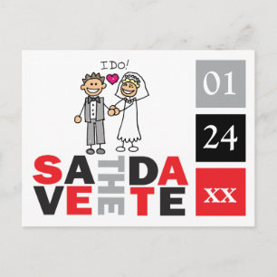 Save the Date Card Happy Couple sagt, ich tue es Ankündigungspostkarte