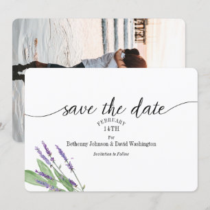 Save the Date Card Lavendel Wasserfarbe Einladung
