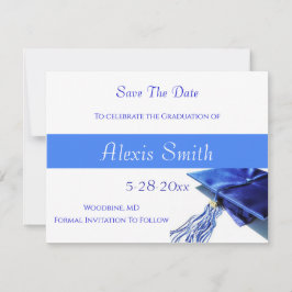 Save The Date Cards - Blue Graduation Cap