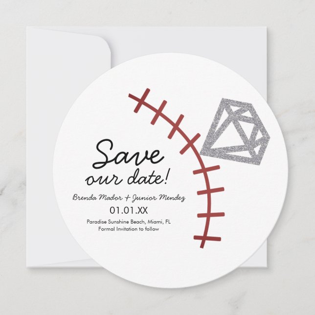 Save The Date Carré de diamant de baseball Homerun  (Devant)