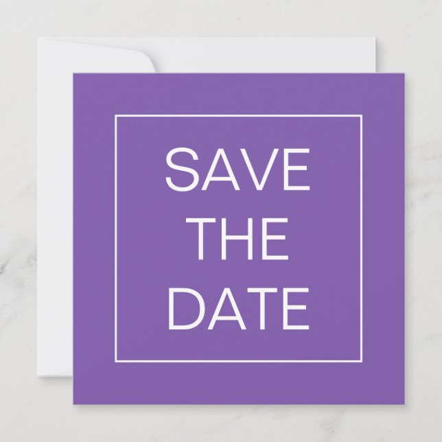 Save The Date Carré de Mariage de bordure simple ligne violet (Devant)