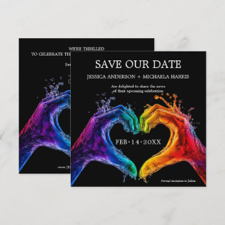 Save The Date 🌈 ❤️ Carré LGBTQ Coeur de fierté mariage