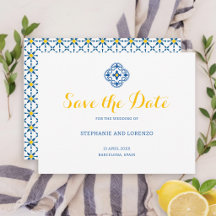 Carrelage méditerranéen Aquarelle Mariage citron