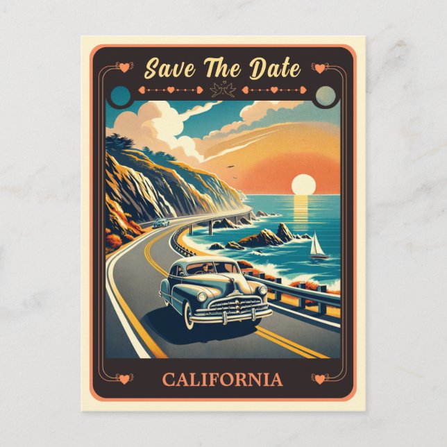 Save the date | Carte postale Invitation Californi (Devant)