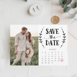 Save The Date Carton de calendrier "Sauver la date" Rustique Cam