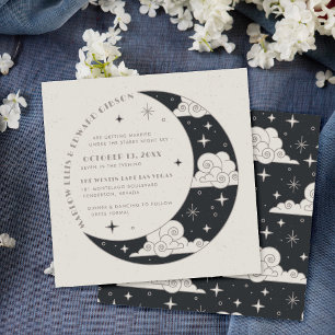 Save The Date Carton de mariage céleste Lune et Étoiles Grises