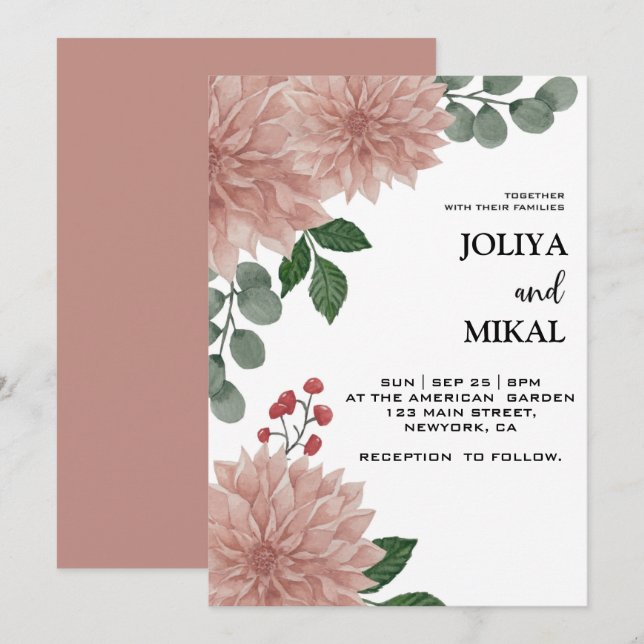 Save The Date Carton de mariage floral à l'eucalyptus aquarelle (Devant / Derrière)