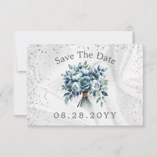 Save The Date Carton de sauvegarde de date aux roses argentées b